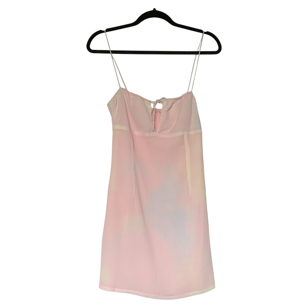 theinitial Slip Dress Womens S Pink NWT Y2K Tie Dye Keyhole Mini Cami Strap